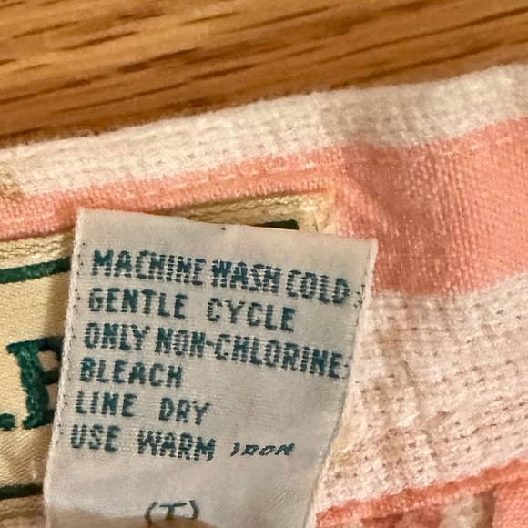 Vtg LL Bean A-line Midi Skirt 100% Cotton Pink/White Pockets Button Down Size 14 - Picture 6 of 8